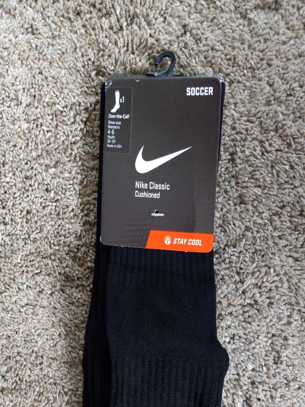 Nike Academy Over-The-Calf Soccer Socks, Black/White, Small New